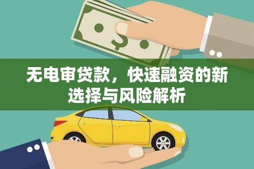 绩溪无电审贷款，快速融资的新选择与风险解析