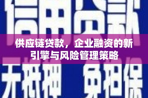 绩溪供应链贷款，企业融资的新引擎与风险管理策略