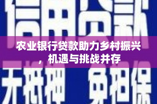绩溪农业银行贷款助力乡村振兴，机遇与挑战并存